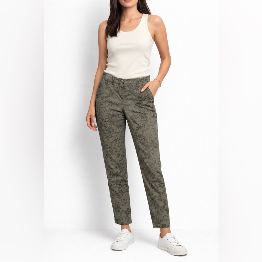 J.Jill Olive Floral Print Straight-Leg Pants – Chic Botanical Trousers Size 4